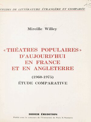 cover image of Théâtres populaires d'aujourd'hui en France et en Angleterre